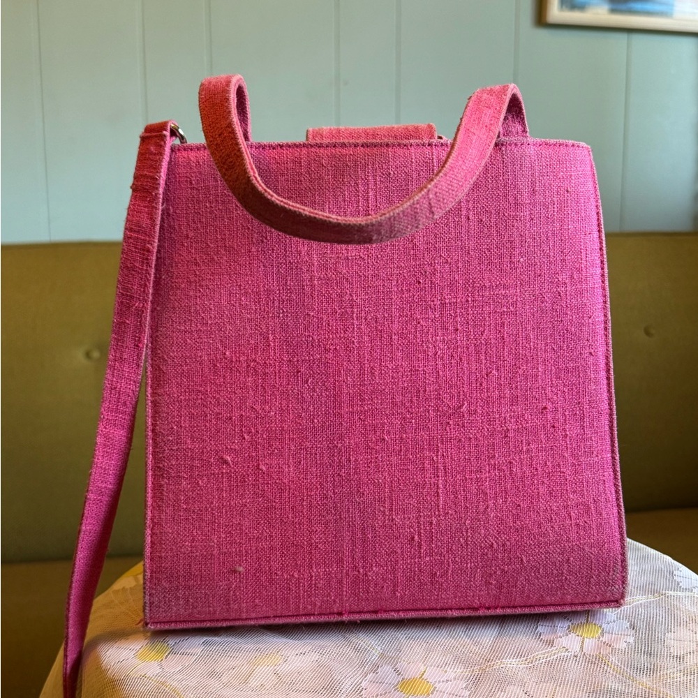 GUESS Pink Floral Embroidered Mini Tote Bag - Picture 4 of 8
